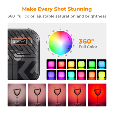 Avatar Shop|K&F Concept L01 Lampa Foto-Video RGB, CRI 96+, 2500K-9900K, 21 Efecte de Lumina, Baterie Incorporata|K&F Concept