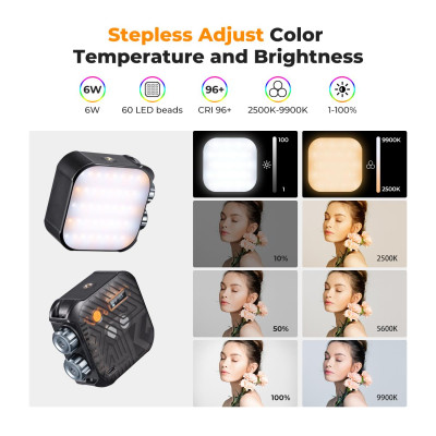 Avatar Shop|K&F Concept L01 Lampa Foto-Video RGB, CRI 96+, 2500K-9900K, 21 Efecte de Lumina, Baterie Incorporata|K&F Concept