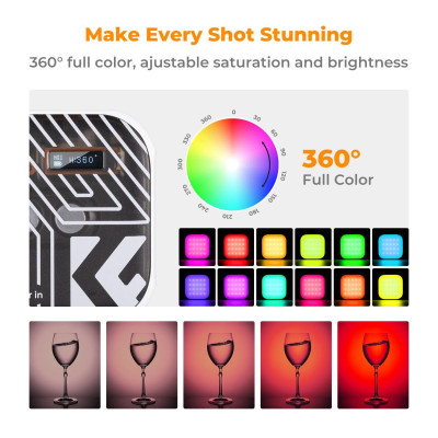 Avatar Shop|K&F L01 Lampa Foto Portabila RGB, CRI 96+, 2500K-9900K, 21 Efecte de Lumina, Baterie 2000mAh, Ecran LCD|K&F Concept