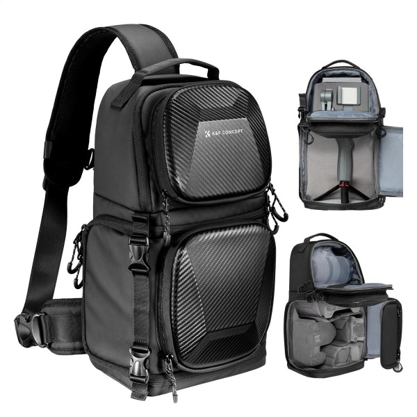 K&F U02 Geanta Sling Foto 10L, Carcasa Rigida Anti-Impact, Deschidere Laterala 270°, Curea Anti-Alunecare