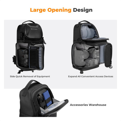 Avatar Shop|K&F U02 Geanta Sling Foto 10L, Carcasa Rigida Anti-Impact, Deschidere Laterala 270°, Curea Anti-Alunecare|K&F Concept