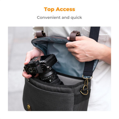 Avatar Shop|K&F Urban Wander 06 Geanta Foto Sling, Capacitate 10L, Gri Inchis, Compartiment DSLR, Curea Ajustabila, Inchidere Magnetica|K&F Concept