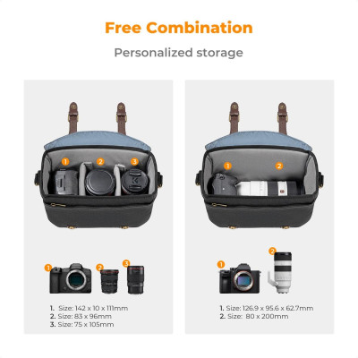 Avatar Shop|K&F Urban Wander 06 Geanta Foto Sling, Capacitate 10L, Gri Inchis, Compartiment DSLR, Curea Ajustabila, Inchidere Magnetica|K&F Concept