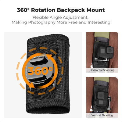 Avatar Shop|K&F Concept Suport Curea Rucsac pentru Camera Video, Rotatie 360 Grade, Compatibil GoPro Hero 13-4, DJI Osmo Action, Insta360|K&F Concept