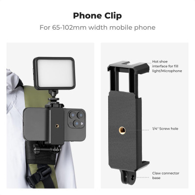 Avatar Shop|K&F Concept Suport Curea Rucsac pentru Camera Video, Rotatie 360 Grade, Compatibil GoPro Hero 13-4, DJI Osmo Action, Insta360|K&F Concept