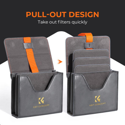 Avatar Shop|K&F Husa pentru Filtre Patrate, 100x100mm, 3 Filtre si 1 Suport, Piele Ecologica Rezistenta la Apa, Design Pull-Out|K&F Concept
