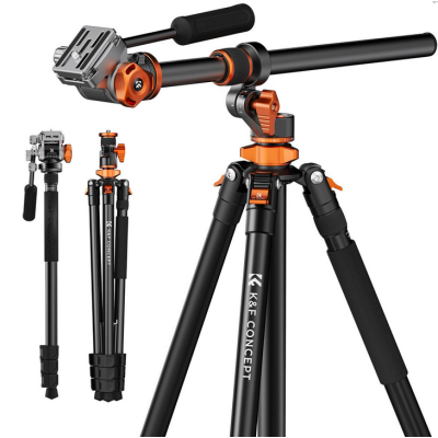 Avatar Shop|K&F T254A7+FH-03 Trepied Foto cu Cap Hidraulic, Inaltime Maxima 2.31m, Sarcina 5kg, Pliat 54cm, Monopied Detasabil 2.4m|K&F Concept