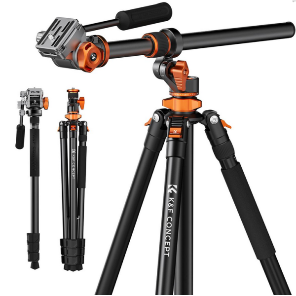 K&F T254A7+FH-03 Trepied Foto cu Cap Hidraulic, Inaltime Maxima 2.31m, Sarcina 5kg, Pliat 54cm, Monopied Detasabil 2.4m