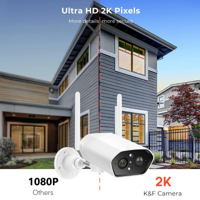 Avatar Shop|K&F Concept PT516 Camera Supraveghere WiFi Solara Exterior, Rezolutie 2K, IP66, Vedere Nocturna Color 8m, Alarma Sonora|K&F Concept