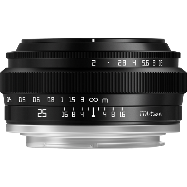 TTArtisan 25mm F2 Obiectiv APS-C, Montura M43, Focalizare Manuala, Distanta Minima 0.25m, Diafragma F2-F16, Negru