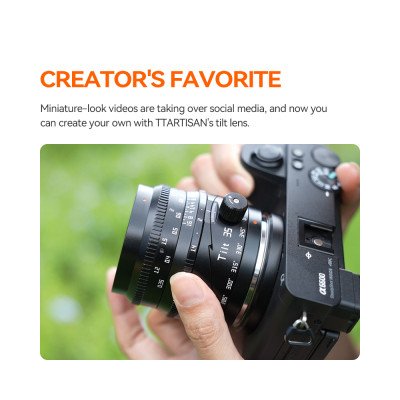 Avatar Shop|TTArtisan Tilt 35mm F1.4 Obiectiv Manual Sony E, APS-C, Tilt 8 Grade, Rotatie 360 Grade, Diafragma F1.4-F16, Filtru 52mm|TTArtisan