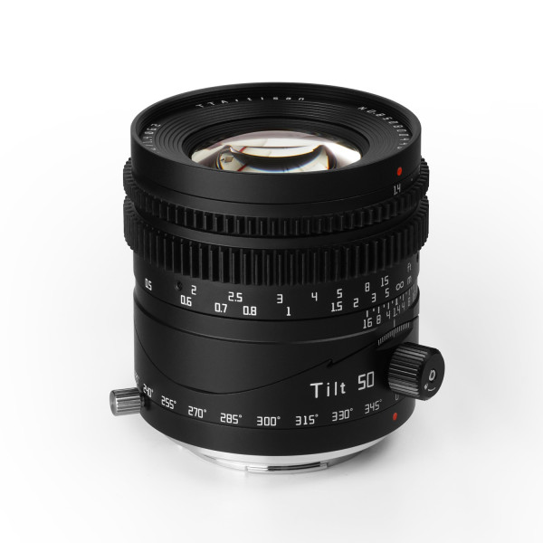 TTArtisan Tilt 50mm F1.4 Obiectiv Sony E, Full Frame, Focalizare Manuala, Functie Tilt 8°, 7 Elemente in 6 Grupuri, Filtru 62mm