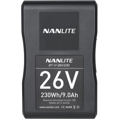 Avatar Shop|Nanlite BT-V-26V230 Baterie V-Mount, 26V 230Wh, Curent Maxim 12A, Indicator LED 4 Niveluri|Nanlite