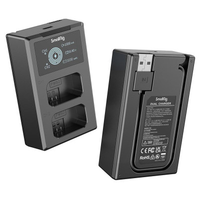 Avatar Shop|SmallRig 3818 NP-FW50 Kit Baterie si Incarcator, 2x Baterii, Incarcator Dublu LCD, Cablu USB-A/USB-C, Compatibil Sony|SmallRig