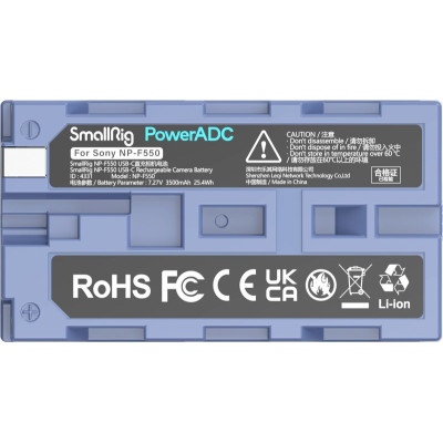 Avatar Shop|SmallRig 4331 Baterie Camera USB-C Reincarcabila NP-F550, Capacitate 3500mAh, Tensiune 7.27V, Curent Iesire 10A, Indicator LED|SmallRig
