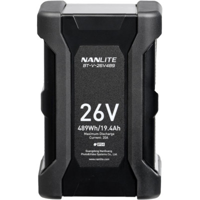 Avatar Shop|Nanlite BT-V-26V489 Baterie V-Mount 26V 489Wh, IP54, Iesire 20A, Dual D-Tap 25.2V/10A, Pentru Forza II/B 300/500/720|Nanlite