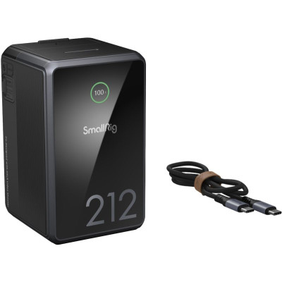 Avatar Shop|SmallRig 4293 V-Mount Baterie VB212 Mini x Caleb Pike, Incarcare PD 140W, 2x USB-C, 2x D-Tap, Afisaj TFT|SmallRig