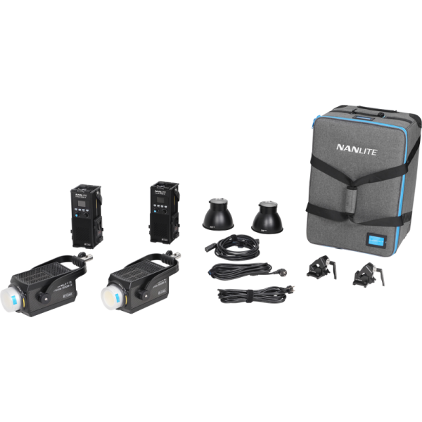 Nanlite Forza 500B II Kit 2 Lampi LED Bi-Color, Putere 580W, CCT 2700K-6500K, Ajustare G/M, Control Unit si  Trolley Case