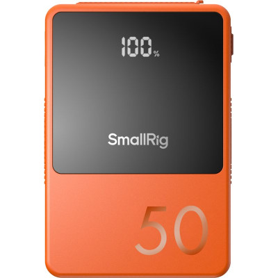 Avatar Shop|SmallRig VB50 4871, Baterie V-Mount Mini, Capacitate 14.54V 3400mAh 49.4Wh, USB-C PD 45W, Ecran OLED, Portocaliu|SmallRig