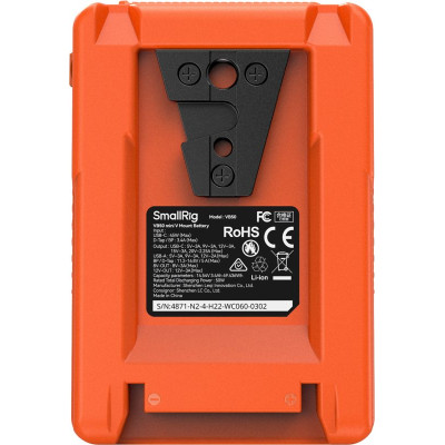 Avatar Shop|SmallRig VB50 4871, Baterie V-Mount Mini, Capacitate 14.54V 3400mAh 49.4Wh, USB-C PD 45W, Ecran OLED, Portocaliu|SmallRig