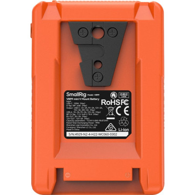Avatar Shop|SmallRig 4929 V-Mount Battery Mini VB99, Portocaliu, 14.54V 6800mAh 98.872Wh, Incarcare Rapida PD 100W, Ecran OLED, Celule LG|SmallRig
