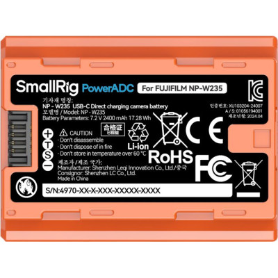 Avatar Shop|SmallRig 4970 NP-W235 USB-C Baterie Reincarcabila pentru Camera, Capacitate 2400mAh, Compatibila Fujifilm|SmallRig