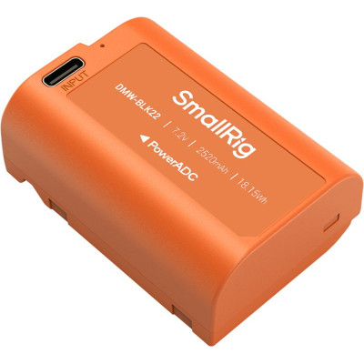 Avatar Shop|SmallRig 4979 Baterie Reincarcabila USB-C DMW-BLK22, Capacitate 2520mAh, Incarcare 5V/2A, Compatibila Panasonic LUMIX, Orange|SmallRig