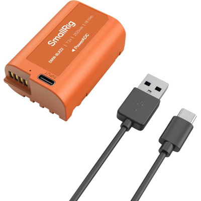Avatar Shop|SmallRig 4979 Baterie Reincarcabila USB-C DMW-BLK22, Capacitate 2520mAh, Incarcare 5V/2A, Compatibila Panasonic LUMIX, Orange|SmallRig