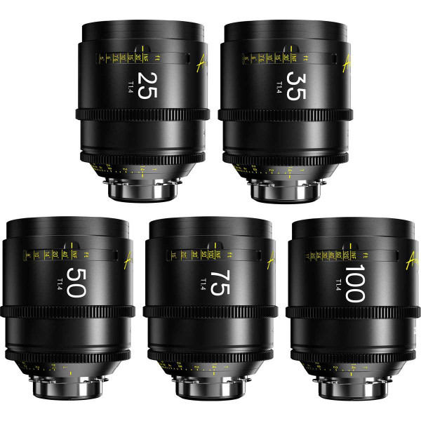DZOFilm Arles FF/VV Prime Cine Set 5 Obiective, Montura PL, 25/35/50/75/100mm, Apertura T1.4, Cerc de Imagine 46.5mm