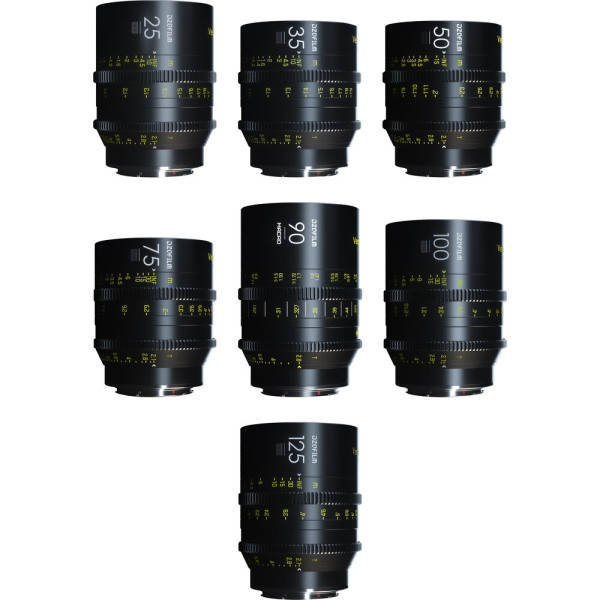 DZOFilm Vespid Kit B Obiective Cine PL Mount, 7 Obiective, 25/35/50/75/100/125mm T2.1 + Macro 90mm T2.8, Full-Frame, 46.5mm Imag
