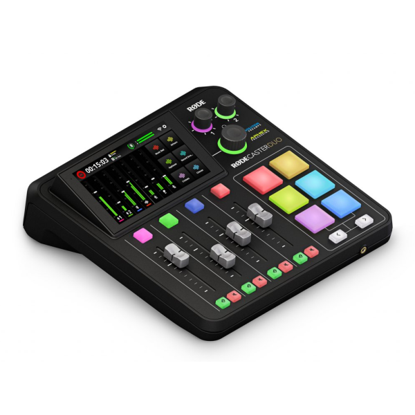 RODE RODECaster Duo Mixer Podcast si Streaming, 2 Intrari Microfon/Linie/Instrument, Ecran LCD 5.5 Inch, Wi-Fi, Ethernet