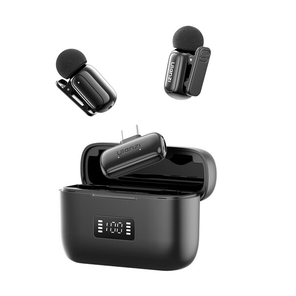 Ulanzi A200 Mini Mic Sistem Microfon Lavaliera Wireless, Negru, Transmitator 6g, 48kHz/24-bit, Pana la 30h Autonomie