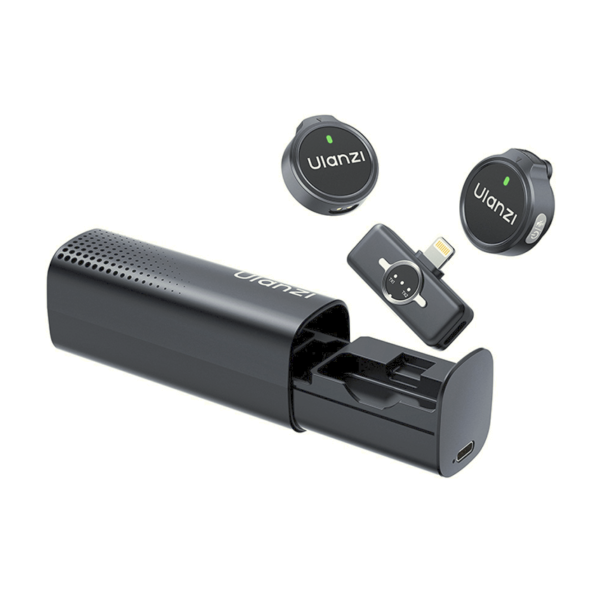 Ulanzi A21 Microfon Wireless, Conector Lightning, 2 Canale, Raza 100m, Baterie 6 Ore, Negru