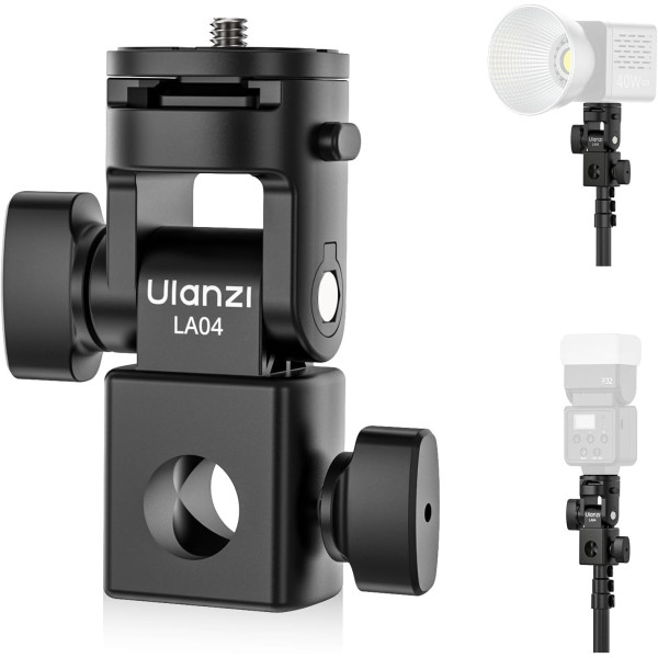Ulanzi LA04 Adaptor Stativ Lumina, Surub Superior 1/4 Inch, Montura Cold Shoe, Inclinare 180 Grade, Greutate 100g