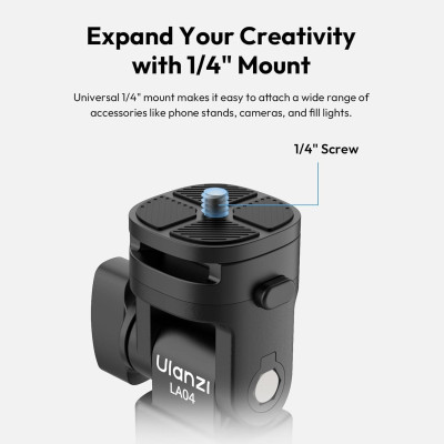 Avatar Shop|Ulanzi LA04 Adaptor Stativ Lumina, Surub Superior 1/4 Inch, Montura Cold Shoe, Inclinare 180 Grade, Greutate 100g|Ulanzi