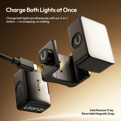 Avatar Shop|Ulanzi LM06 Lampi Video LED Magnetice, Set 2 Bucati, 5800K, CRI 93, 16 LED-uri, Baterie 500mAh, USB-C|Ulanzi
