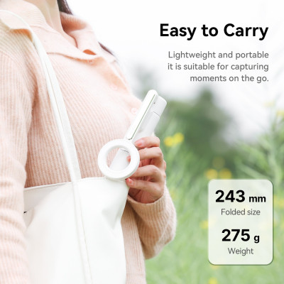 Avatar Shop|Ulanzi MG-003 Pro V3 Selfie Stick si Trepied Magnetic, Alb, Inaltime 136.5cm, 7 Sectiuni Telescopice, Telecomanda Bluetooth 10m|Ulanzi