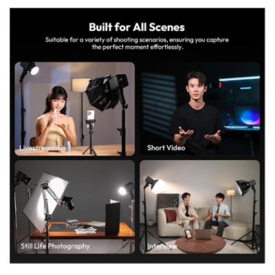 Avatar Shop|Ulanzi ML100Bi Lampa Video LED Portabila, 100W, Bi-Color, Montura Mini Bowens, Baterie 111Wh, Dimming Fara Trepte|Ulanzi