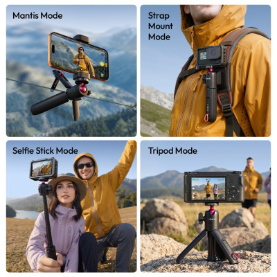 Avatar Shop|Ulanzi MT55 SnapGo Mini Trepied Selfie Stick, Montura 1/4'', Cap Bila 360 Grade, Mod Mantis, Pliabil, 123g|Ulanzi