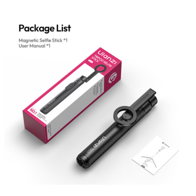 Avatar Shop|Ulanzi SK27 Selfie Stick si Trepied Magnetic, Inaltime 165 cm, Inclinare 200°, Telecomanda Bluetooth 10m, 8 Sectiuni|Ulanzi