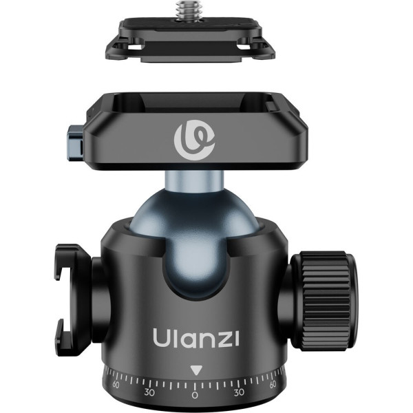 Ulanzi T100 Uka Cap Bila Quick Release, 13.2 lb / 6 kg, Rotatie 360°, Inclinare ±90°, Cold Shoe 360°