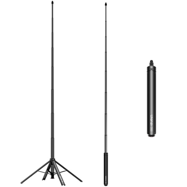 Ulanzi TT91 Baston Selfie si Trepied, Extensibil 166cm, Baza Quadpod Auto-Open, Montura 1/4 Inch, Pliat 29cm, 8 Sectiuni