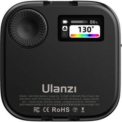 Avatar Shop|Ulanzi U60 Lampa LED RGB de Buzunar, 72 Culori RGB, 18 Efecte, 2500-9000K, CRI 95, Montura U-mount|Ulanzi