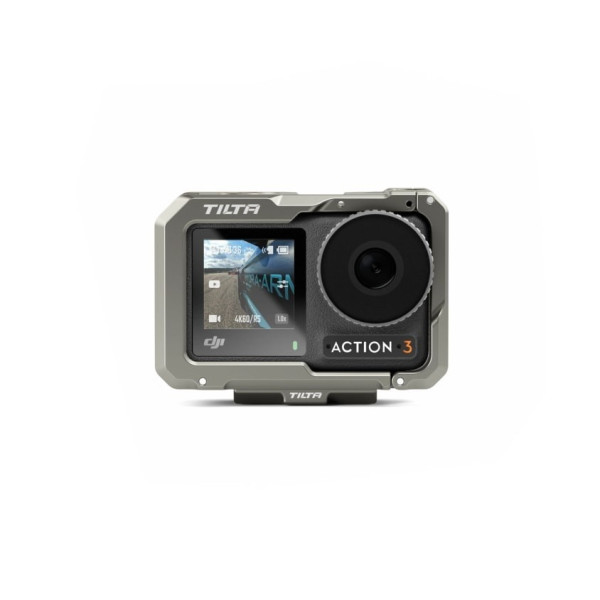 Tilta Camera Cage pentru DJI Osmo Action 3 Basic Kit, Aliaj de Aluminiu si Otel Inoxidabil, Culoare Gri Titan, Greutate 172g
