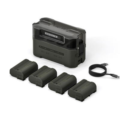 Avatar Shop|Tilta EN-EL15C Statie de Incarcare cu 4 Baterii, Verde, USB-C 45W, 4 Sloturi, Incarcare in 3 Ore, Compatibil Nikon|Tilta