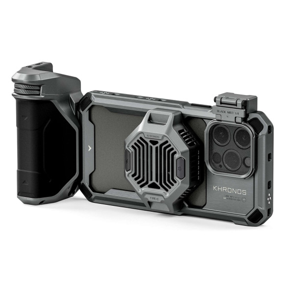 Tilta Khronos iPhone 15 Pro Max Advanced Kit, Gri Spatiu, Maner Focus PD cu Baterie, Sistem de Racire, Filtre ND Incluse