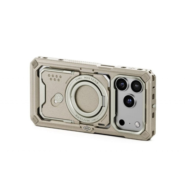 Tilta Khronos iPhone 17 Pro Case, Culoare Bej, Sistem Prindere Rapida, Passthrough Electric, Compatibil Accesorii Tilta
