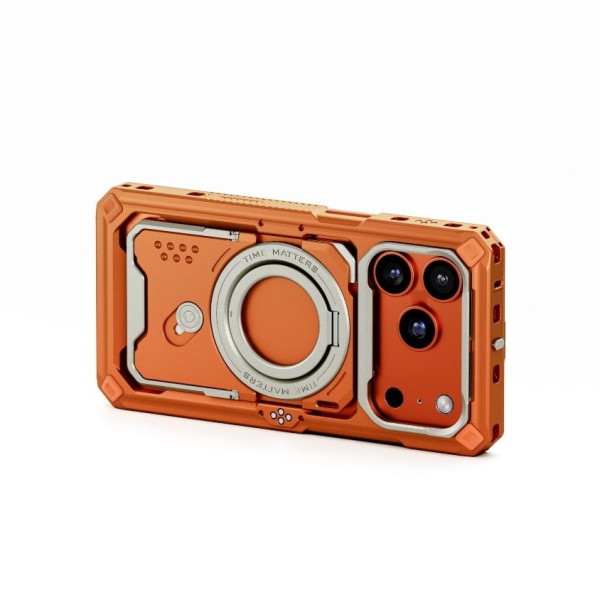 Tilta Khronos Husa iPhone 17 Pro, Culoare Portocaliu, Aluminiu, Cauciuc si Plastic, 748g, 269.2x200.7x119.4mm