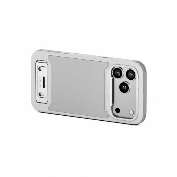 Tilta Khronos Lite Husa iPhone 17 Pro Max, Gri Deschis, Suport Integrat, Placa Magnetica, Inel Metalic Camera, Colturi Intarite