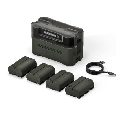 Avatar Shop|Tilta TBC-E6-GN Statie de Incarcare pentru Baterii LP-E6P, Kit 4 Baterii, USB-C 45W, 4 Sloturi, Verde|Tilta